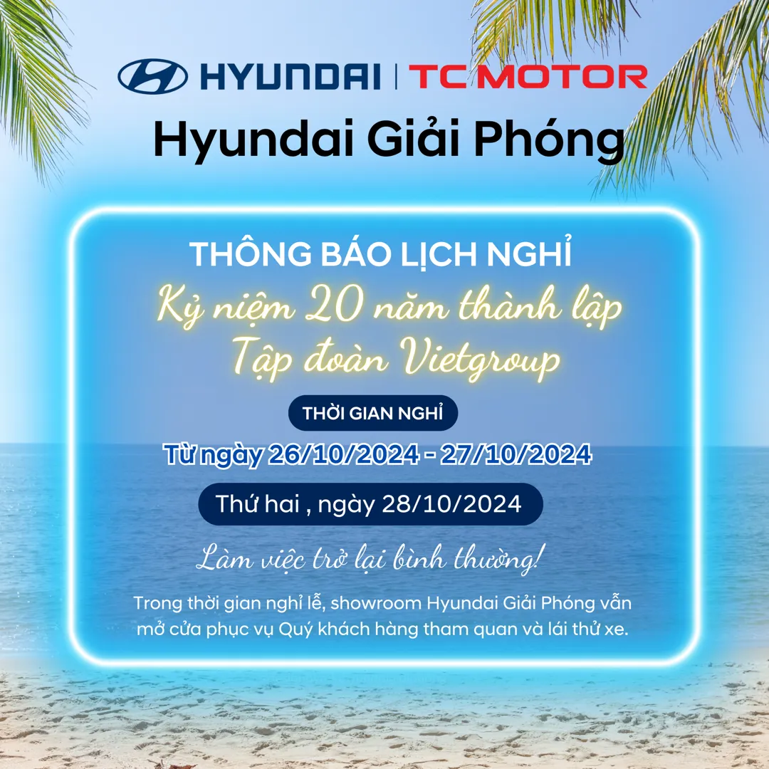 THÔNG BÁO LỊCH NGHỈ “LỄ KỈ NIỆM 20 NĂM THÀNH LẬP TẬP ĐOÀN VIETGROUP”